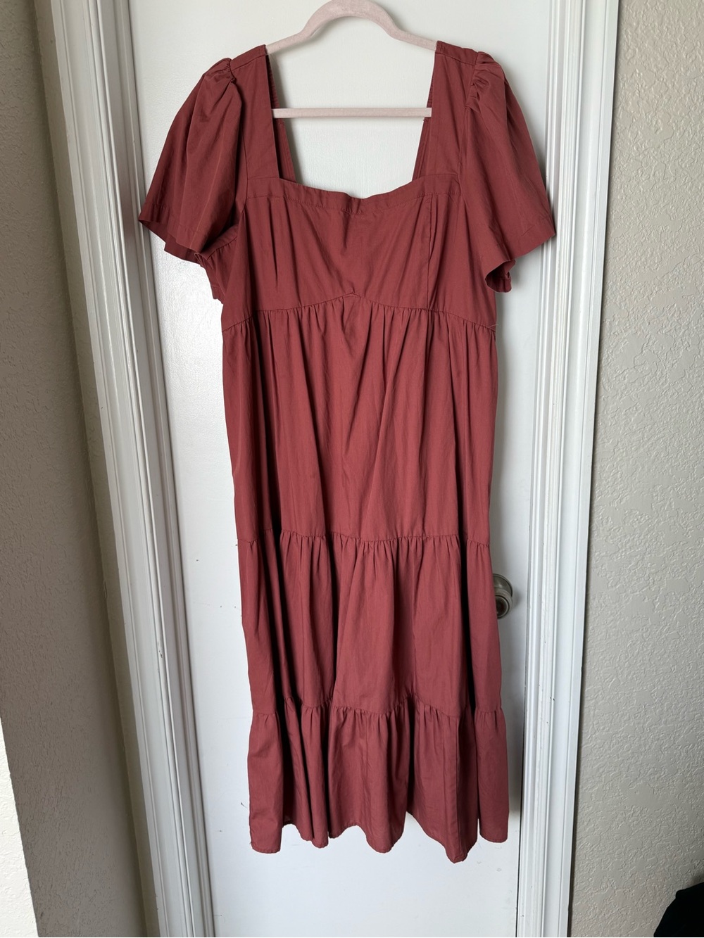 Abercrombie & Fitch Rusty Rose Tiered Midi Dress